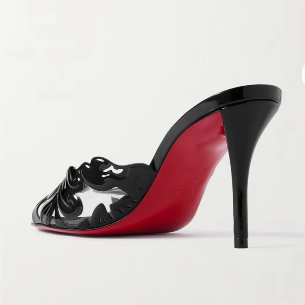 COPY - Christian Louboutin Apostropha Petunia Patent Leather and PVC mules